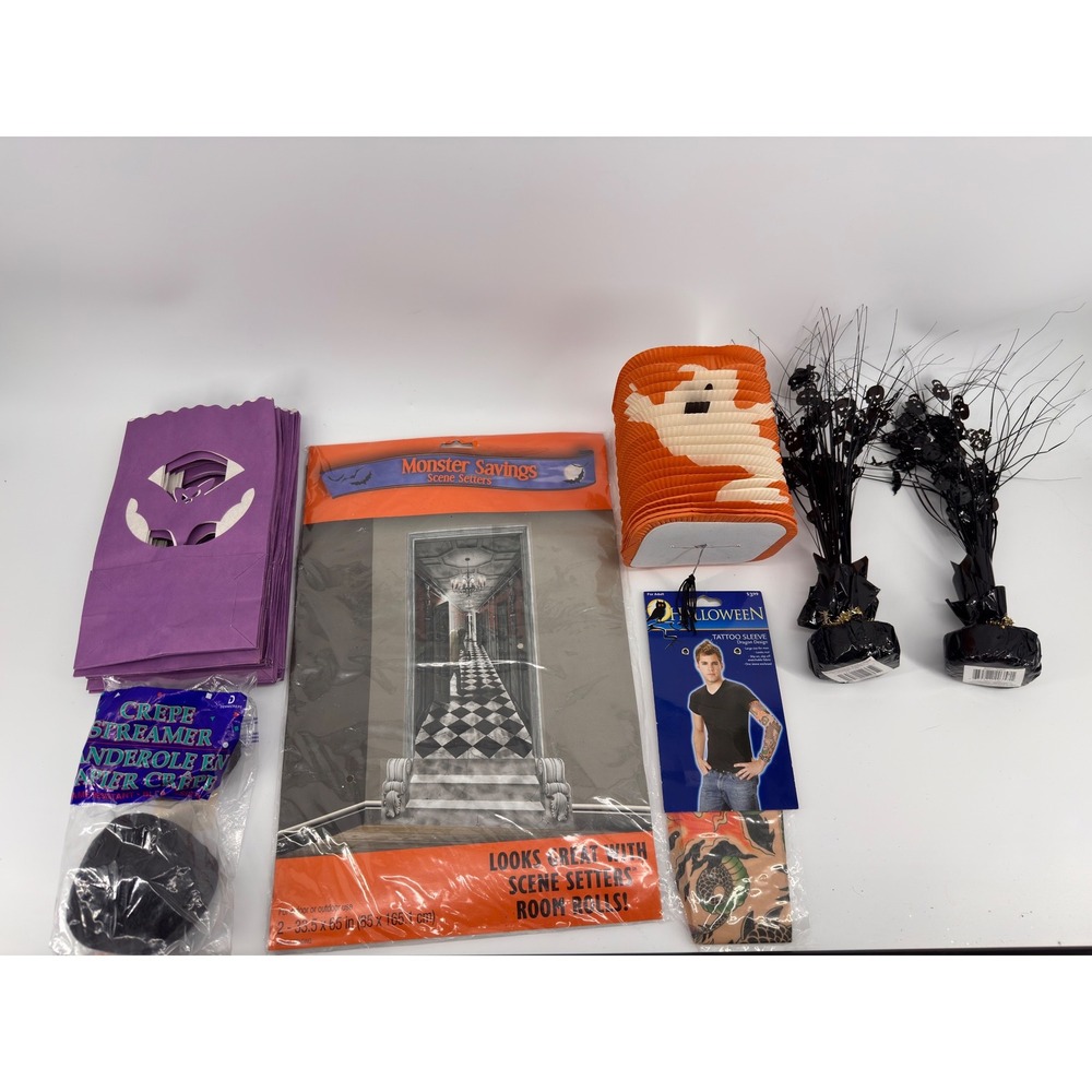 Halloween Decor Bundle Scene Setter Ghost Lantern Tattoo Sleeve Streamer Bags